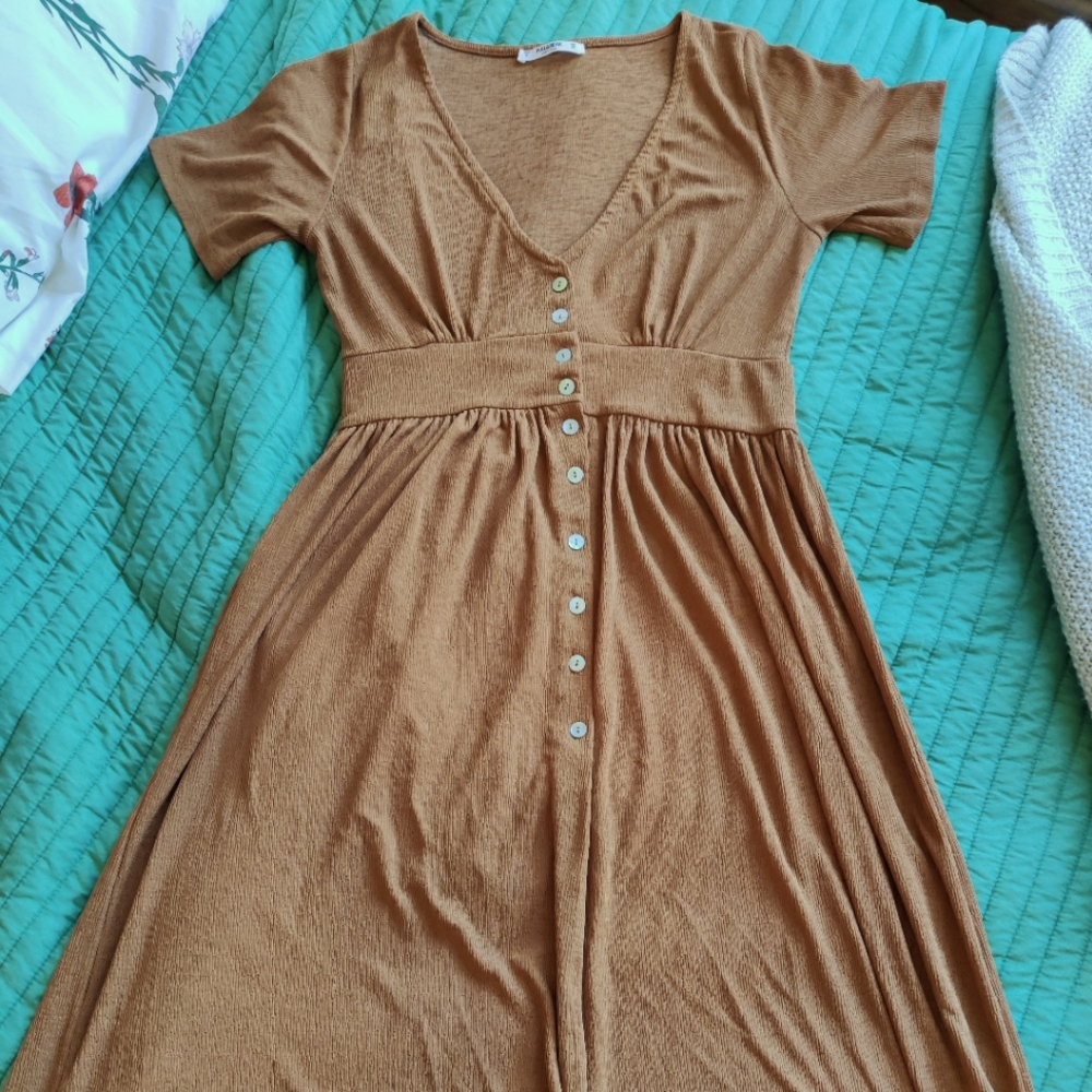 Midi length brown dress